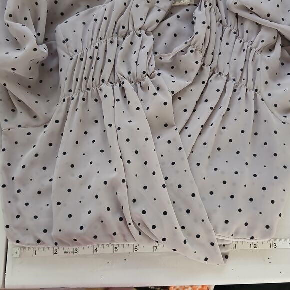 AsKnowAs Sheer Velour Polka Dot Wrap Dress Womens SM Retro Romantic Whimsy - Picture 9 of 11